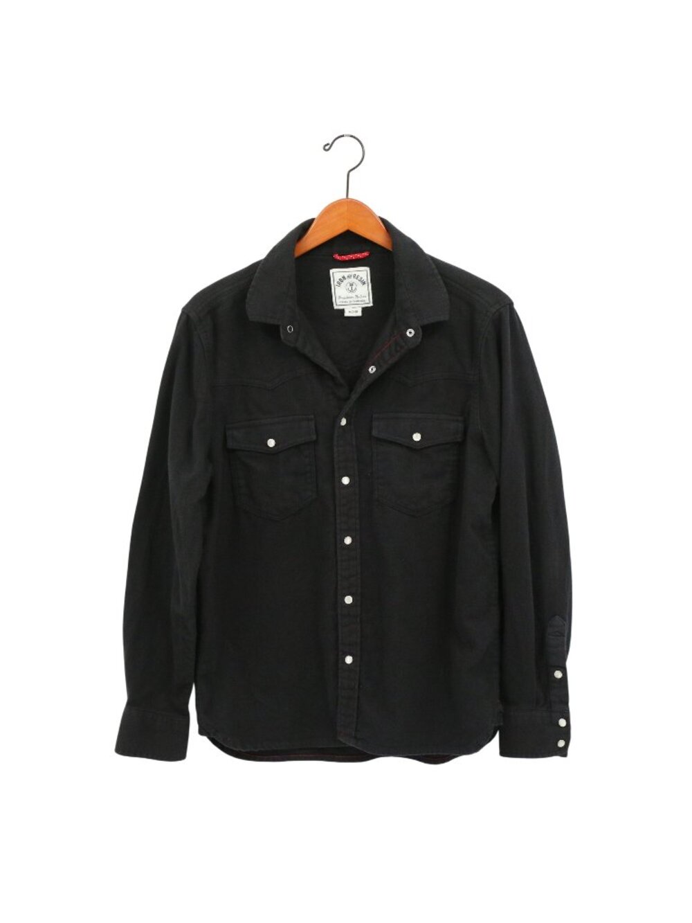 Iron and Resin Western Pearl Snap Button Heavyweight Flannel Shirt in Solid Blac
